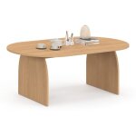 Idmarket - table basse ovale edith pied central bois effet hêtre 110 cm Idmarket - table basse ovale edith pied central bois effet hêtre 110 cm