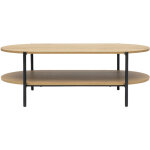 Table basse ovale finition bois clair ch�ne et m�tal l115 cm bruna