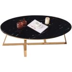 Table basse ovale gamma plateau granite 120x60 cm - gold