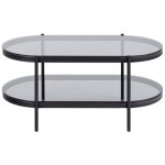 Hellin - table basse ovale en verre et mtal noir - benny