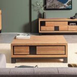 Pier import - table basse pin brossé carrés noirs arad Pier import - table basse pin brossé carrés noirs arad