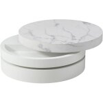 Vente - unique - table basse pivotante ronde avec 1 niche en mdf - effet marbre blanc et blanc laqué ... Vente - unique - table basse pivotante ronde avec 1 niche en mdf - effet marbre blanc et blanc laqué ...