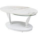 Vente - unique - table basse avec plateaux pivotants en cramique, verre tremp et mtal - effet marbre ...