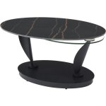 Table basse avec plateaux pivotants en cramique, verre tremp et mtal - effet marbre noir - maneya ...