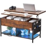 Table basse avec plateau relevable, 1000 mm, table basse de salon rectangulaire avec poche de rangement ... Table basse avec plateau relevable, 1000 mm, table basse de salon rectangulaire avec poche de rangement ...