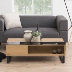 Actona - table basse plateau relevable 110x60x35 - 55 cm naturel et noir - yoyce