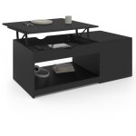 Idmarket ? table basse relevable avec coffre noir ? dimensions 110x60x45cm ? m�canisme en acier laqu� ...