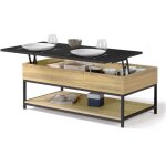Table basse plateau relevable intégral rectangulaire boston et étagère inférieure design industriel Table basse plateau relevable intégral rectangulaire boston et étagère inférieure design industriel