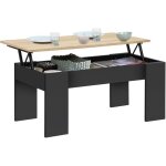 Idmarket - table basse plateau relevable rectangulaire tara bois noir et imitation htre