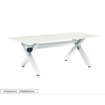 Homy france - table basse plateau en verre marbr blanc pieds chroms en 120 cm - ixe - marbre blanc