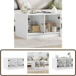 Table basse avec portes en verre blanc 68x50x42 cm - table basse blanche - meuble tv - table d'appoint ... Table basse avec portes en verre blanc 68x50x42 cm - table basse blanche - meuble tv - table d'appoint ...
