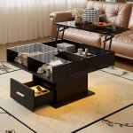 Table basse avec rangement ? table basse de salon avec �clairage led et tiroirs ? design laqu� brillant ...