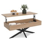 Idmarket - table basse rectangulaire alix 100 cm plateau relevable pied araignée bois et noir Idmarket - table basse rectangulaire alix 100 cm plateau relevable pied araignée bois et noir