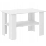 Table basse rectangulaire avec �tag�re, blanche, 55 x 120 x 60 cm - format a2 moderne