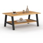 Table basse rectangulaire madeleine 100 cm double plateau bois et noir