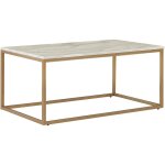Beliani ? table basse rectangulaire effet marbre blanc mdf ? cadre m�tal dor� moderne ? dimensions 100x60x45 ...
