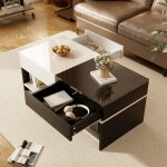 Table basse rectangulaire avec rangement, 2 tiroirs, table d'appoint salon / chambre, 1004840cm, mdf, ...
