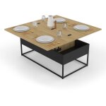 Table basse rectangulaire relevable convertible en table � manger boston design industriel