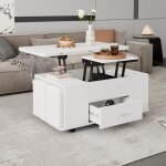 Table basse r�glable en hauteur, table d'appoint mobile, table basse multifonctionnelle 4 en 1 transformable ...