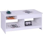Table basse relaxdays extensible, h x l x p : 50 x 110 x 50 cm, table de salon avec rangement, blanche. ...