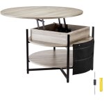 Mophorn - table basse relevable de 35, 3 po, table ronde avec poches de rangement supplmentaires, table ...
