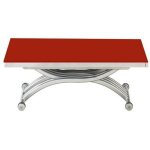 Table basse relevable - giovanni marchesi - zen - rouge - extensible - 10 couverts