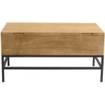Table basse relevable industrielle bois manguier massif et m�tal noir l90 cm ypster