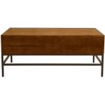 Table basse relevable industrielle bois manguier massif teint� et m�tal noir l110 cm ypster