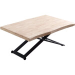 Table basse relevable de salon en bois de chêne naturel avec pieds en métal noir longueur 120 x profondeur ... Table basse relevable de salon en bois de chêne naturel avec pieds en métal noir longueur 120 x profondeur ...