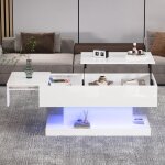 Blanketswarm - table basse relevable, table de salon avec led Éclairage, table basse avec rangement, ... Blanketswarm - table basse relevable, table de salon avec led Éclairage, table basse avec rangement, ...