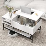 Table basse relevable, table basse salon avec plateau relevable vérin à gaz, avec compartiments caché ... Table basse relevable, table basse salon avec plateau relevable vérin à gaz, avec compartiments caché ...