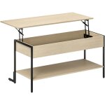 Homcom - table basse relevable style industriel - étagère - plateau relevable h. 46 - 59 cm - métal noir ... Homcom - table basse relevable style industriel - étagère - plateau relevable h. 46 - 59 cm - métal noir ...