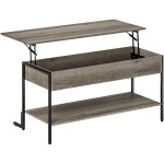 Homcom - table basse relevable style industriel - étagère - plateau relevable h. 46 - 59 cm - métal noir ... Homcom - table basse relevable style industriel - étagère - plateau relevable h. 46 - 59 cm - métal noir ...