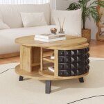 Table basse rond 85 cm, avec tiroirs de rangement cach�, tournante, design bicolore, scandinave, table ...