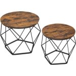 Vasagle - table basse ronde, lot de 2, table d'appoint, bout de canap, style moderne, plateau amovible, ...