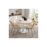 Table basse ronde de 47, 24 pouces, plateau en grain de bois piss, base en mtal, pour salle  manger, ...