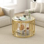 Design in - table basse ronde de 60, 5 cm table d'appoint à 2 niveaux plateau en verre trempé supports ... Design in - table basse ronde de 60, 5 cm table d'appoint à 2 niveaux plateau en verre trempé supports ...