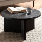 M&s - table basse ronde 60x60x33 cm en manguier massif noir