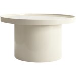 Table basse ronde 70 cm en mdf effet laqu� blanc