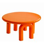 Table basse ronde 80 cm en mdf effet laqu� orange