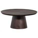 M&s - table basse ronde 90x40 cm en noyer marron fonc