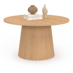 Table basse ronde angele 70 cm pied central bois effet hêtre Table basse ronde angele 70 cm pied central bois effet hêtre