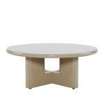 Table basse ronde en bois laqué ø80cm - beige - paloma Table basse ronde en bois laqué ø80cm - beige - paloma