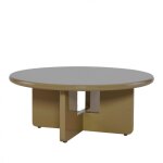 Table basse ronde en bois laqu� �80cm - marron - paloma