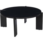 Table basse ronde en bois de manguier massif noir 80 cm - reva