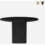 Table basse ronde en bois noir de 120 cm pour la cuisine et le salon tiwit - noir