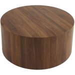 Table basse ronde effet noyer �80cm