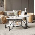 Pergar - table basse, table basse ronde, ensemble de deux, noir, avec compartiments de rangement, adapt�es ...