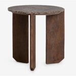 Table basse ronde lavinia en pierre naturelle et bois de manguier sklum �50 cm