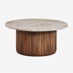 Sklum - table basse ronde 90 cm en marbre et bois de manguier giselda marbre